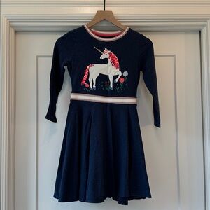 Mini Boden flip sequin unicorn skater dress 9-10Y